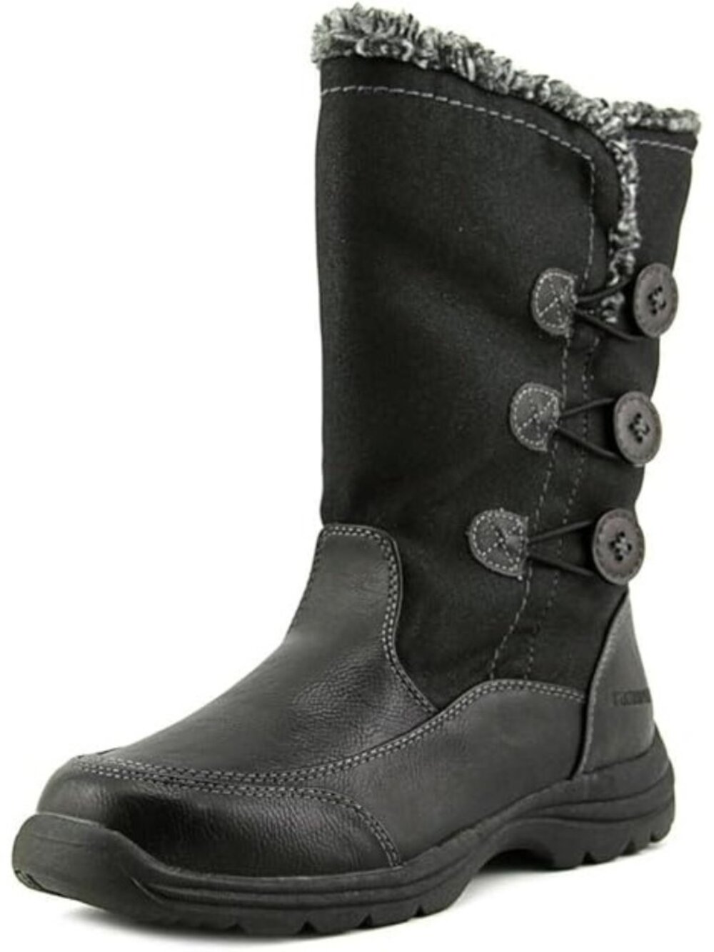 Weatherproof Delta Womens Winter Boots Sz 7M Black Faux Fur Side Zip All Weather